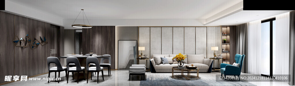 现代简约高级感新中式复古风客厅