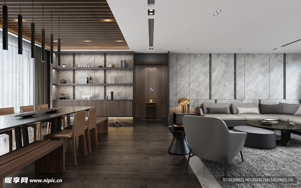 现代简约高级感新中式复古风客厅