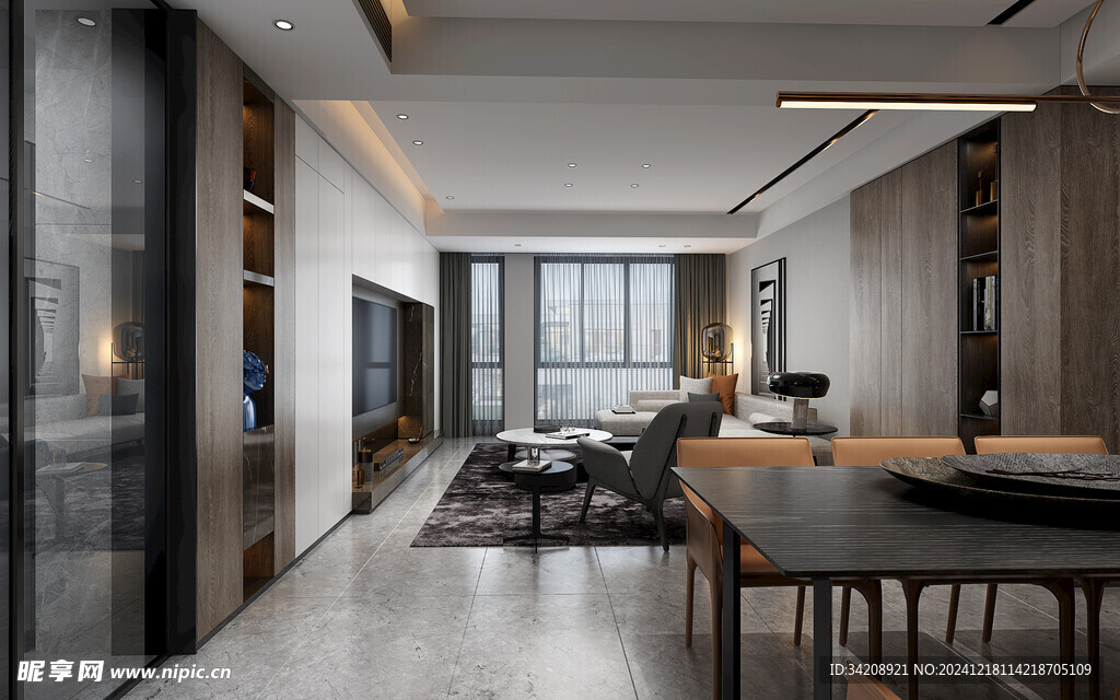 现代简约高级感新中式复古风客厅