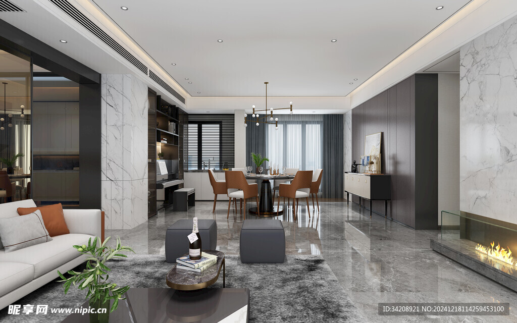 现代简约高级感新中式复古风客厅