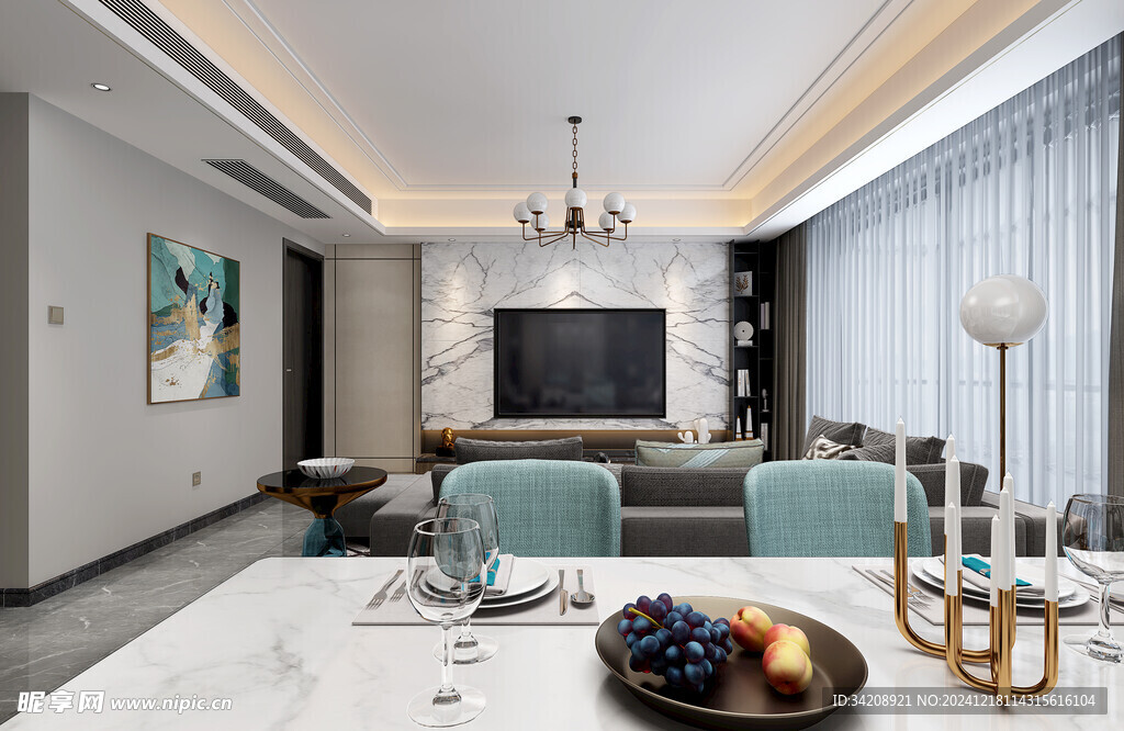 现代简约高级感新中式复古风客厅