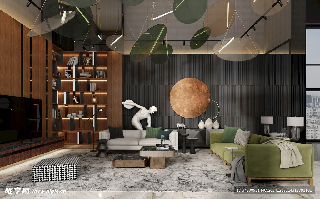 现代简约高级感新中式复古风客厅