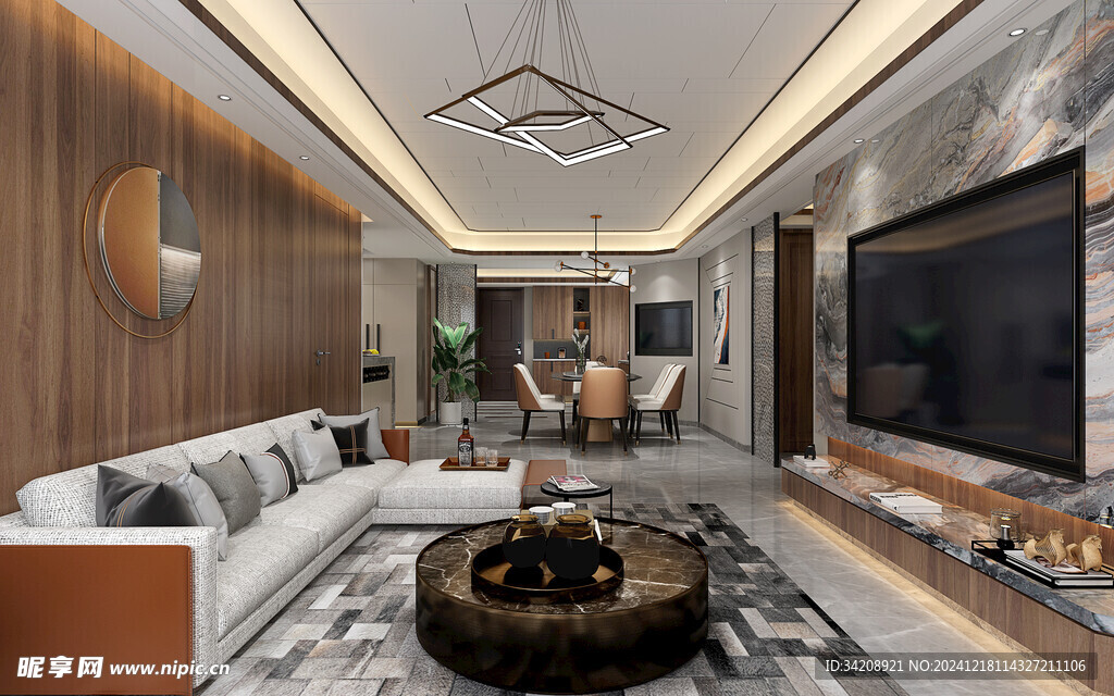 现代简约高级感新中式复古风客厅