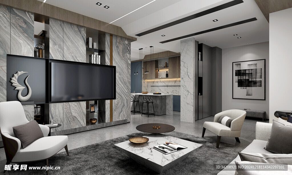 现代简约高级感新中式复古风客厅