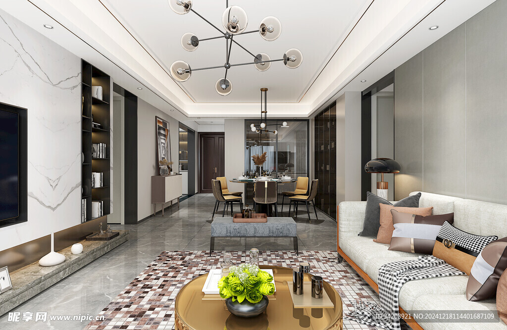 现代简约高级感新中式复古风客厅