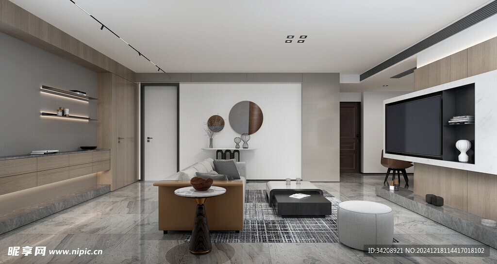 现代简约高级感新中式复古风客厅