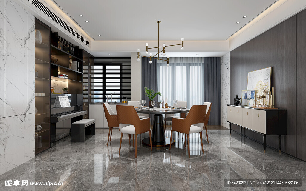 现代简约高级感新中式复古风客厅