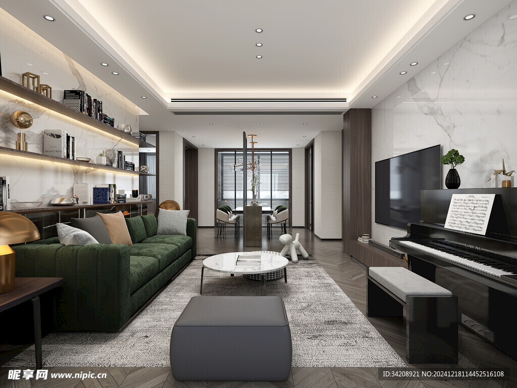 现代简约高级感新中式复古风客厅