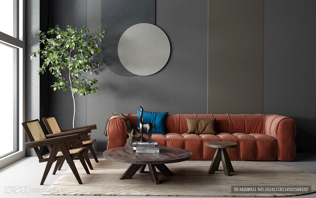 现代简约高级感新中式复古风客厅