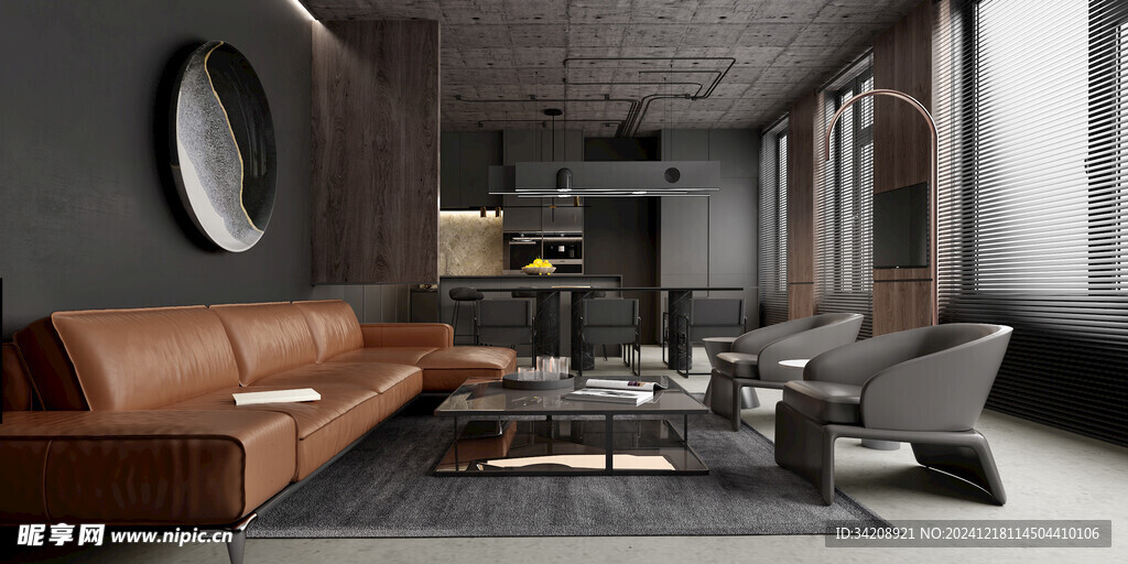 现代简约高级感新中式复古风客厅