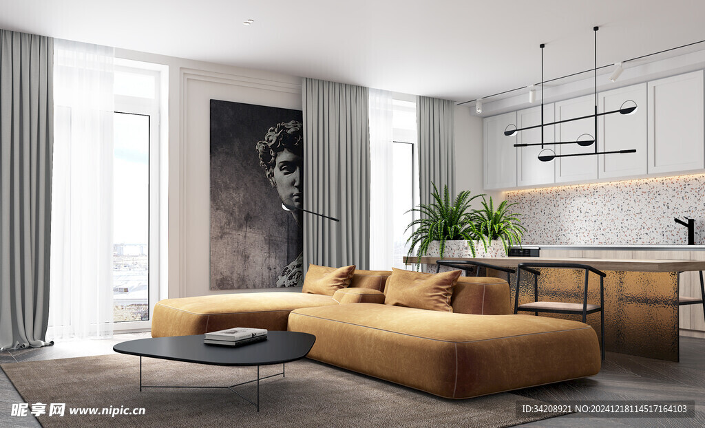 现代简约高级感新中式复古风客厅