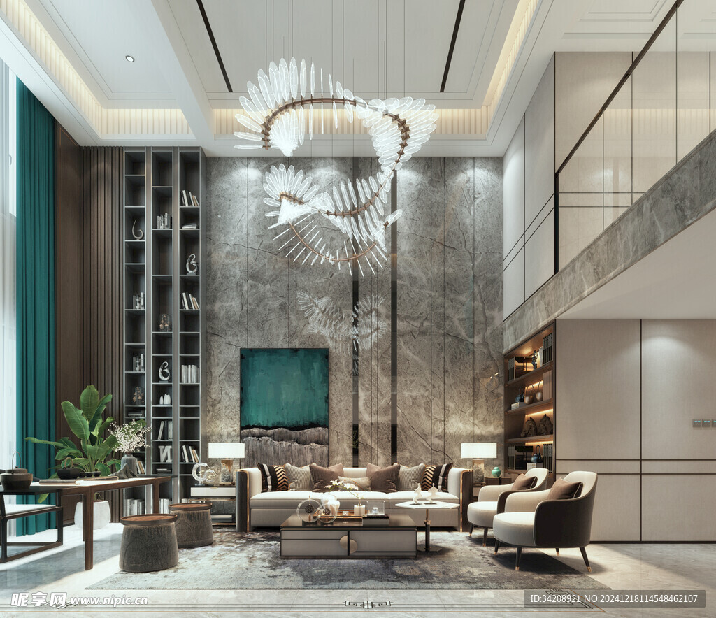 现代简约高级感新中式复古风客厅