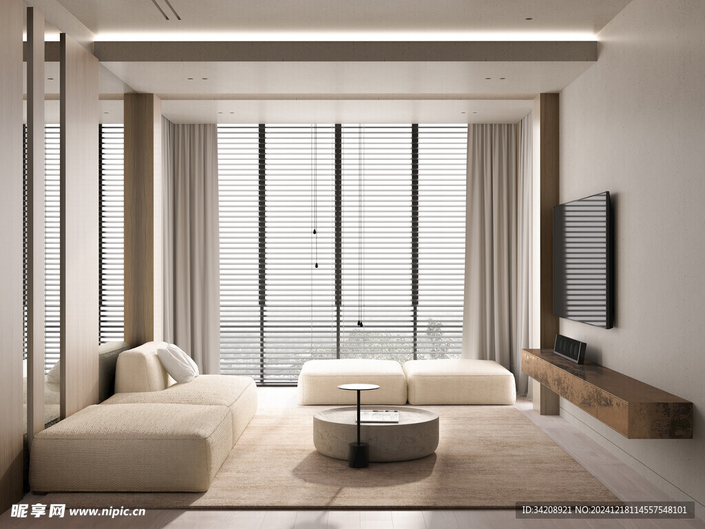 现代简约高级感新中式复古风客厅