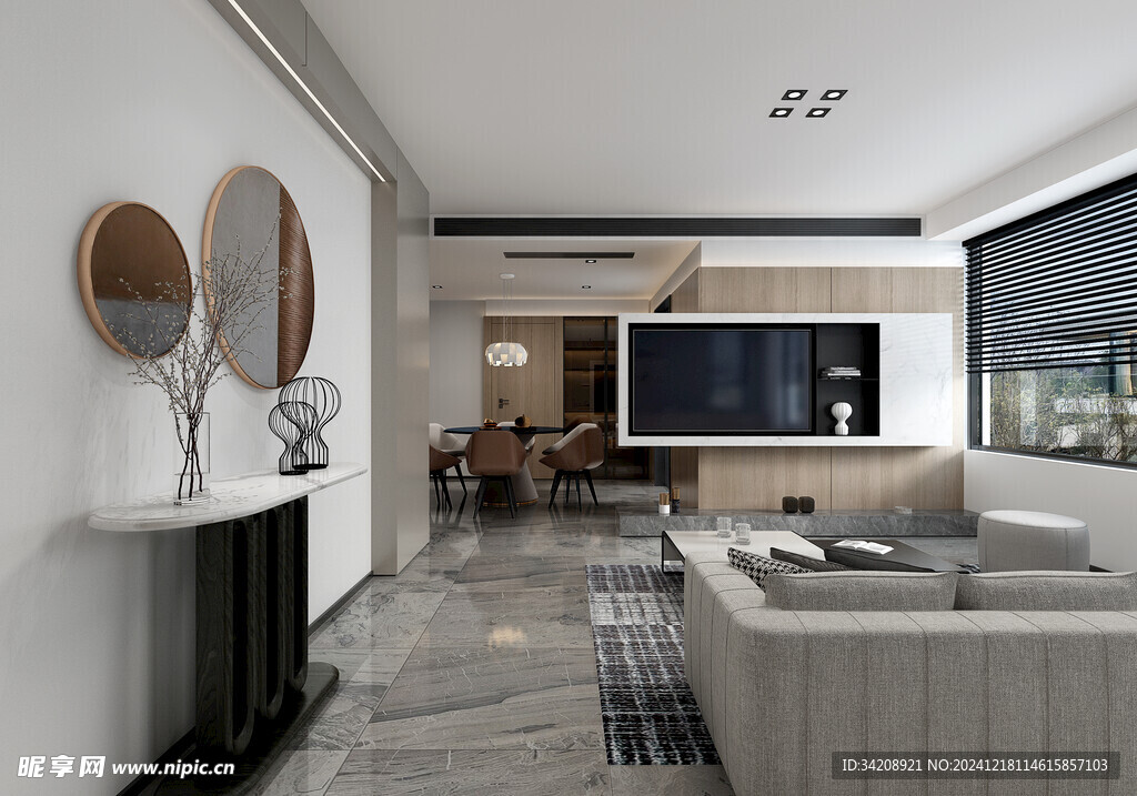 现代简约高级感新中式复古风客厅