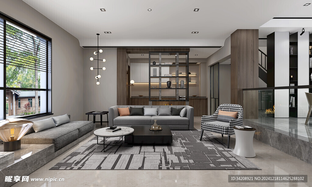 现代简约高级感新中式复古风客厅