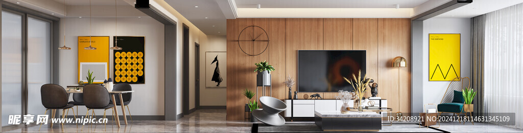 现代简约高级感新中式复古风客厅