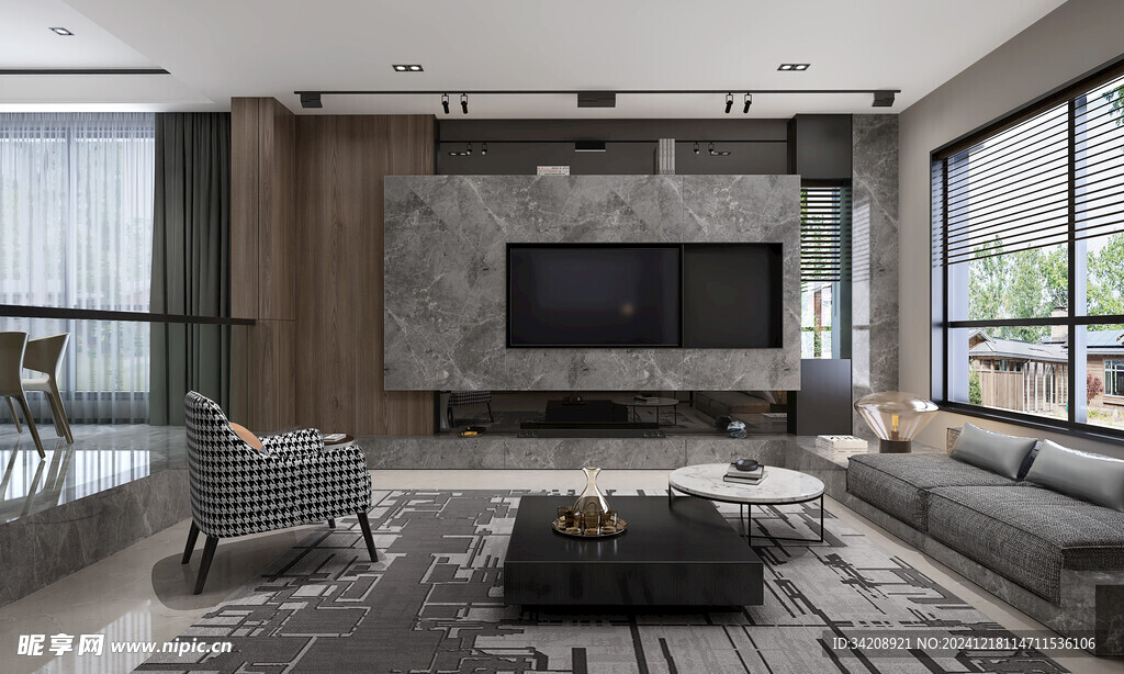 现代简约高级感新中式复古风客厅