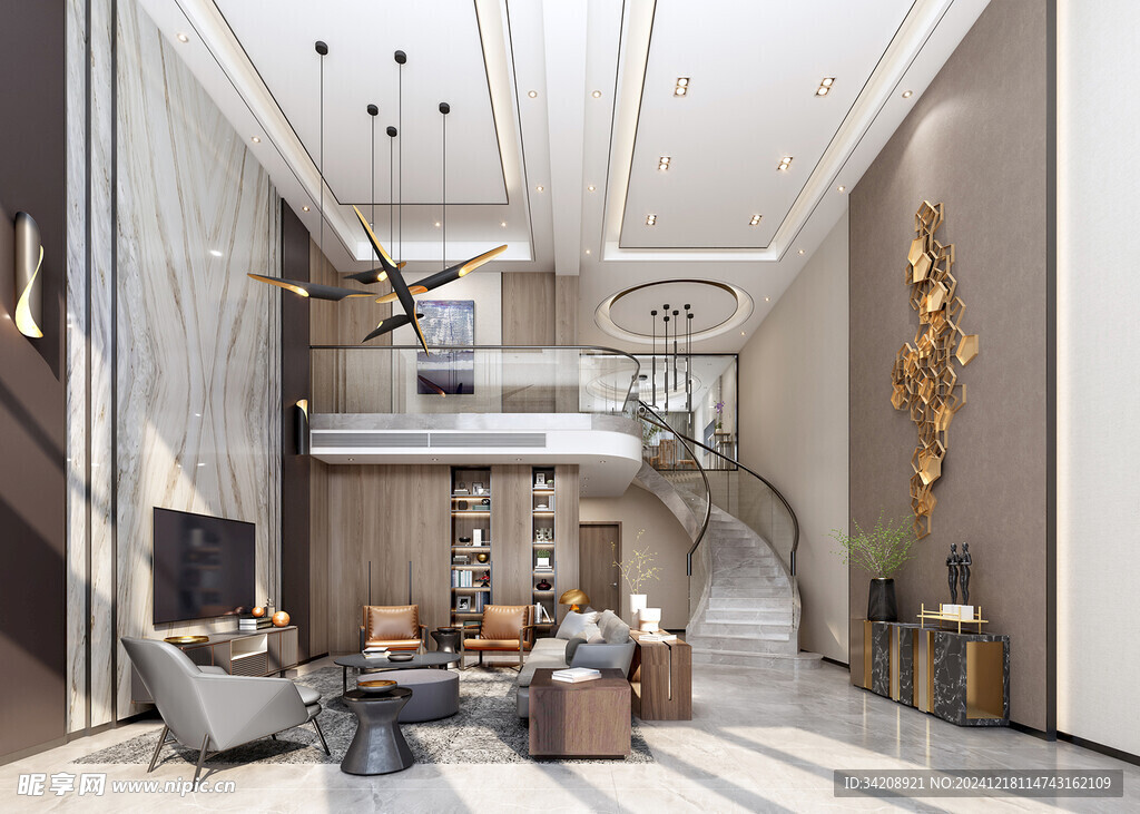 现代简约高级感新中式复古风客厅