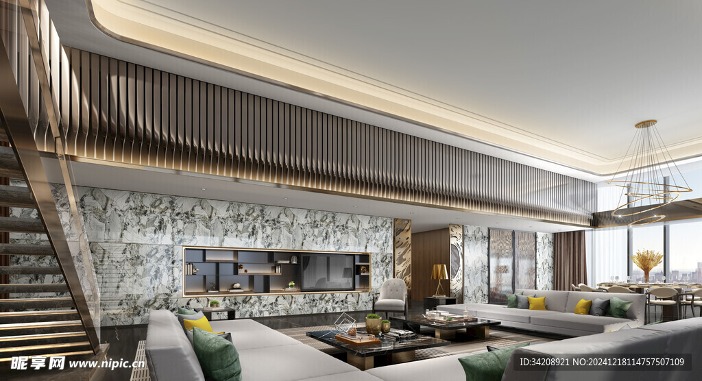 现代简约高级感新中式复古风客厅