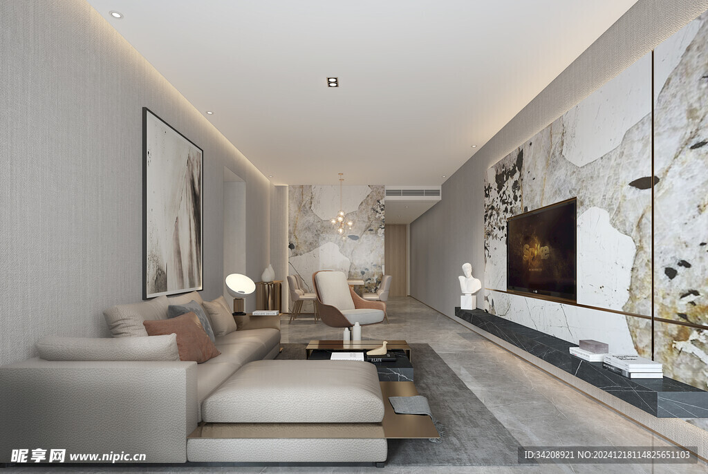 现代简约高级感新中式复古风客厅