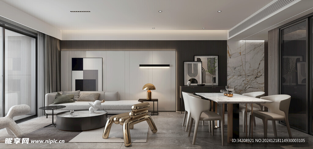 现代简约高级感新中式复古风客厅