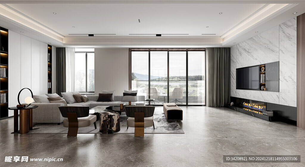 现代简约高级感新中式复古风客厅