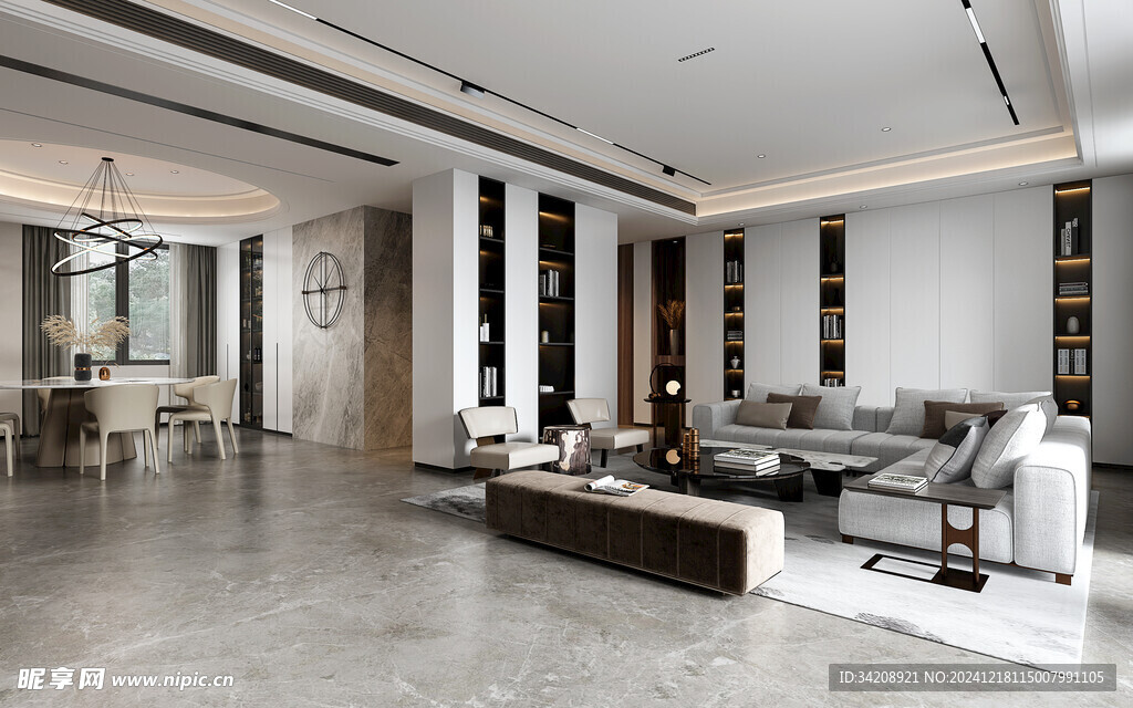 现代简约高级感新中式复古风客厅