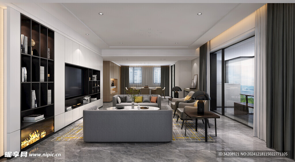 现代简约高级感新中式复古风客厅