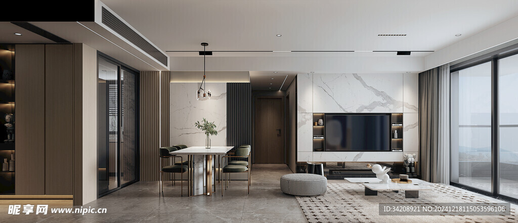 现代简约高级感新中式复古风客厅