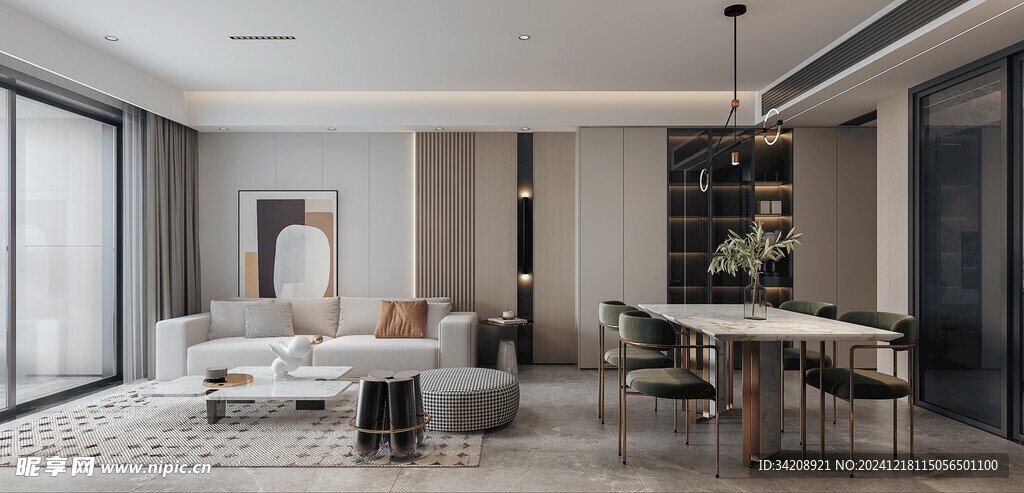 现代简约高级感新中式复古风客厅