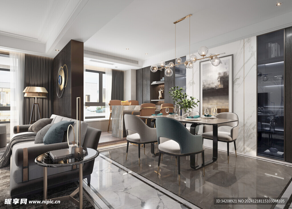 现代简约高级感新中式复古风客厅