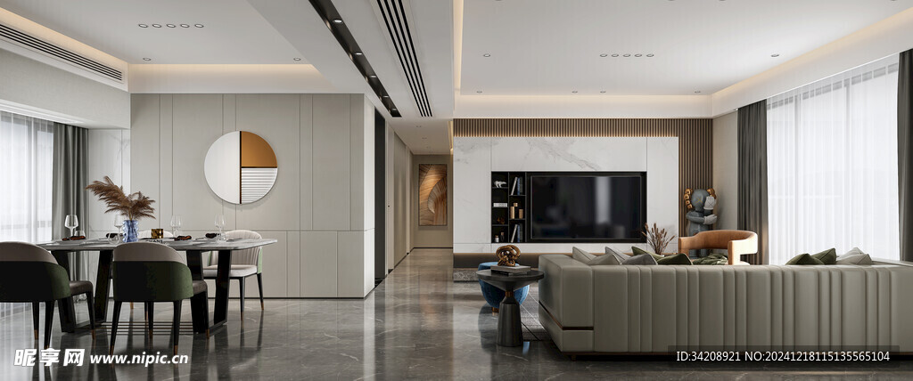 现代简约高级感新中式复古风客厅