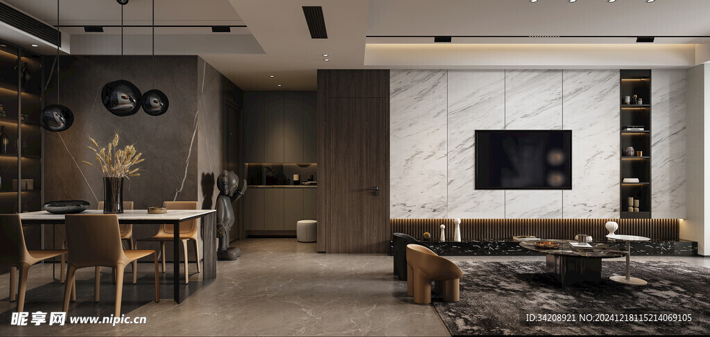 现代简约高级感新中式复古风客厅