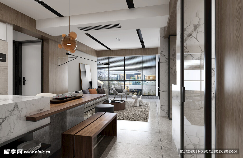 现代简约高级感新中式复古风客厅