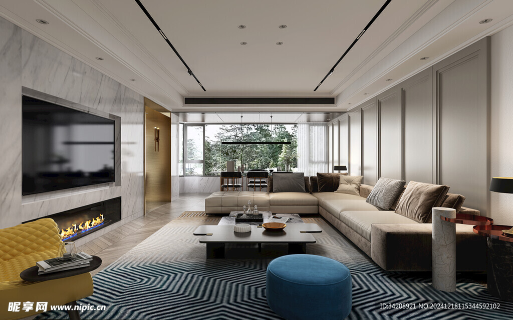 现代简约高级感新中式复古风客厅