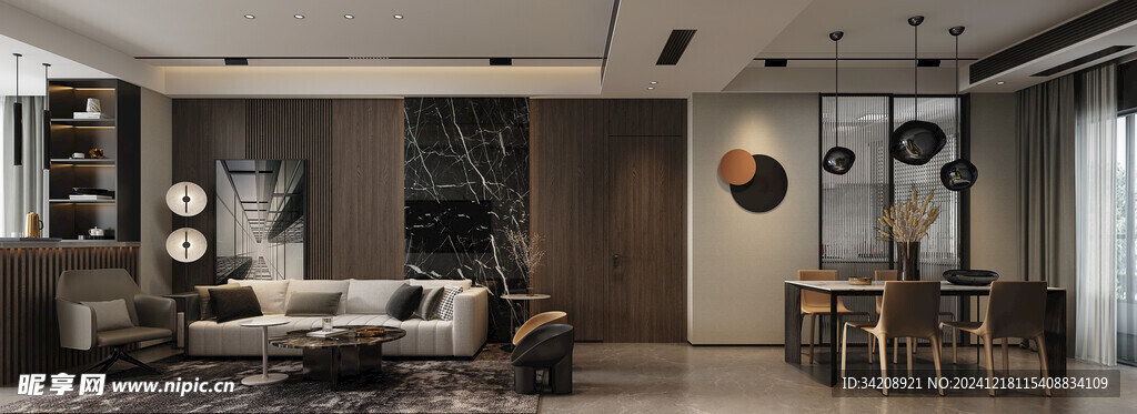 现代简约高级感新中式复古风客厅