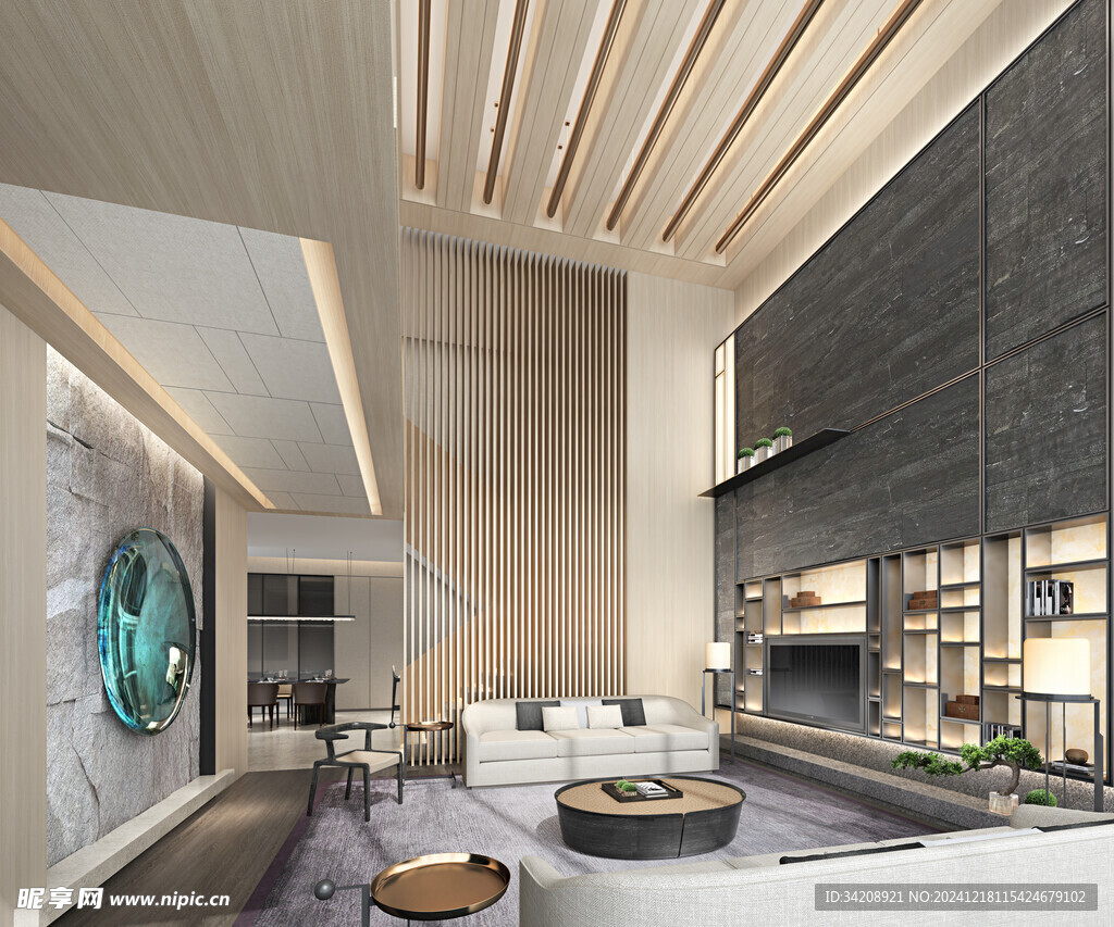 现代简约高级感新中式复古风客厅