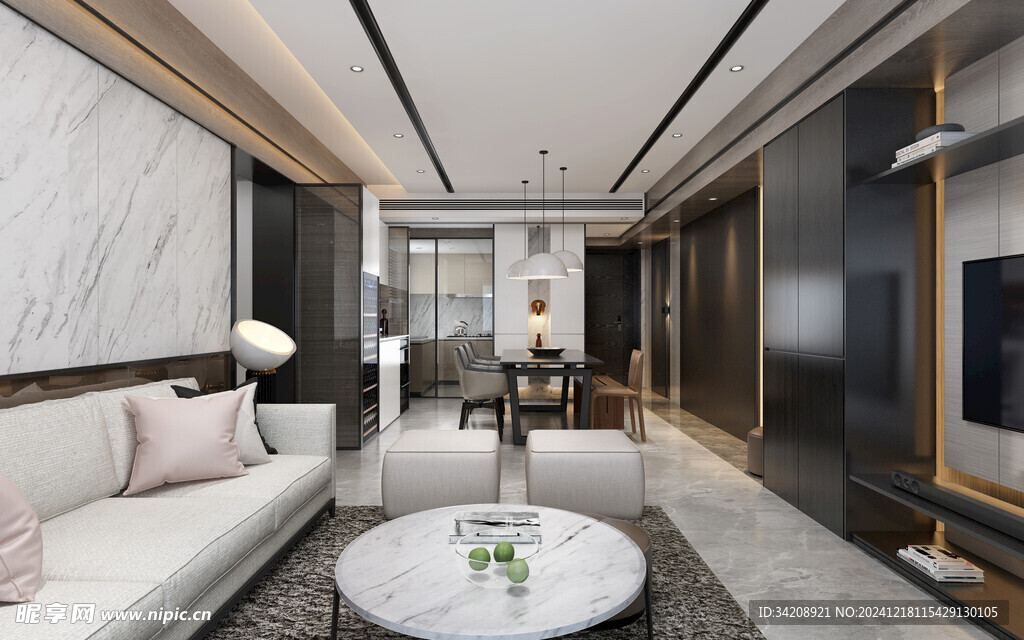 现代简约高级感新中式复古风客厅