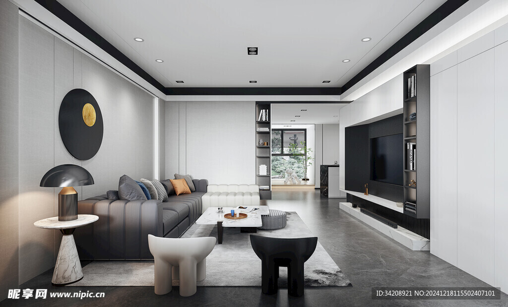 现代简约高级感新中式复古风客厅