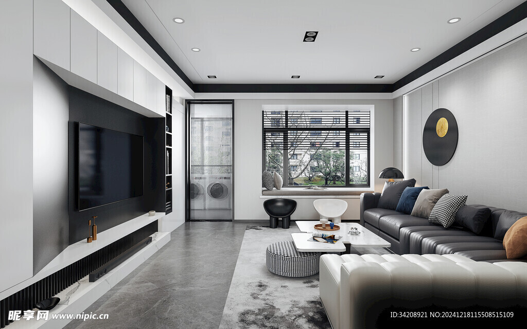 现代简约高级感新中式复古风客厅