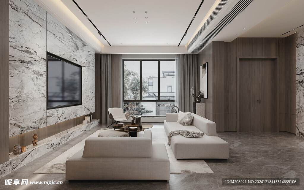 现代简约高级感新中式复古风客厅