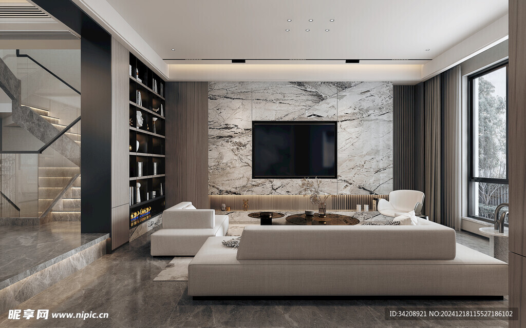 现代简约高级感新中式复古风客厅