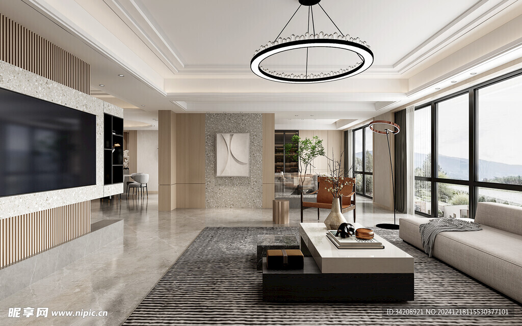 现代简约高级感新中式复古风客厅