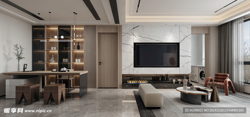 现代简约高级感新中式复古风客厅