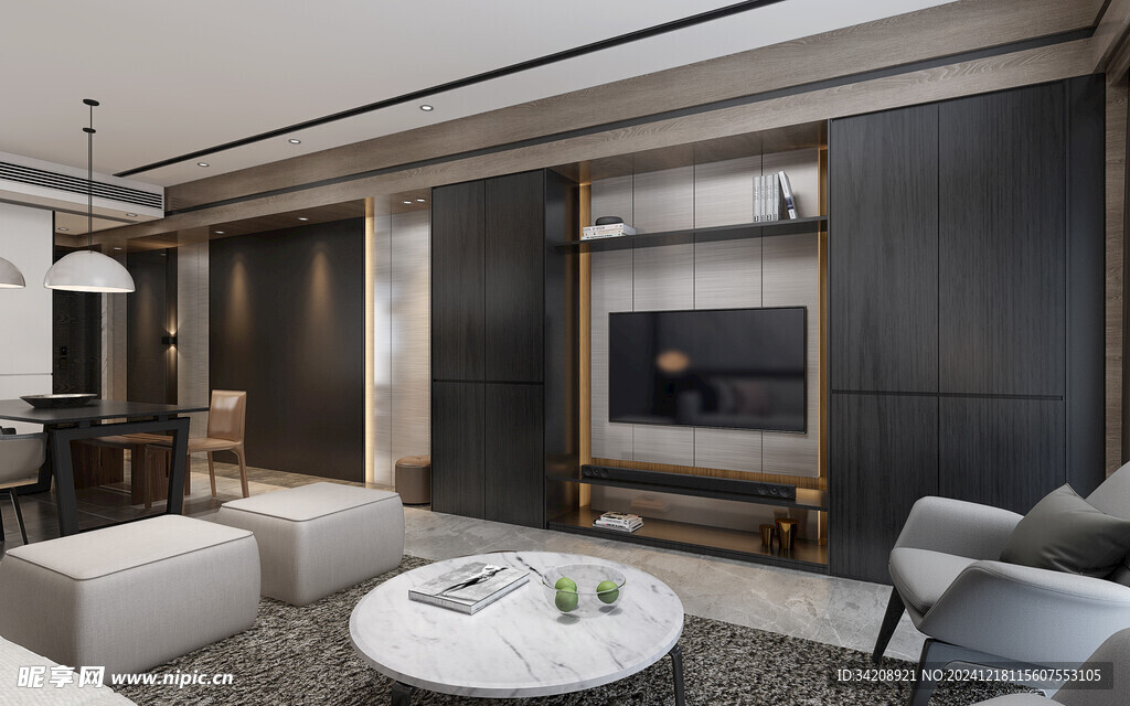 现代简约高级感新中式复古风客厅