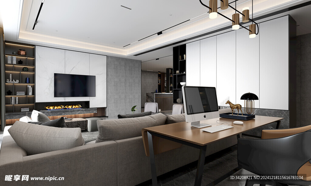 现代简约高级感新中式复古风客厅