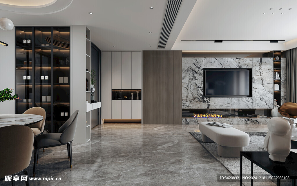 现代简约高级感新中式复古风客厅