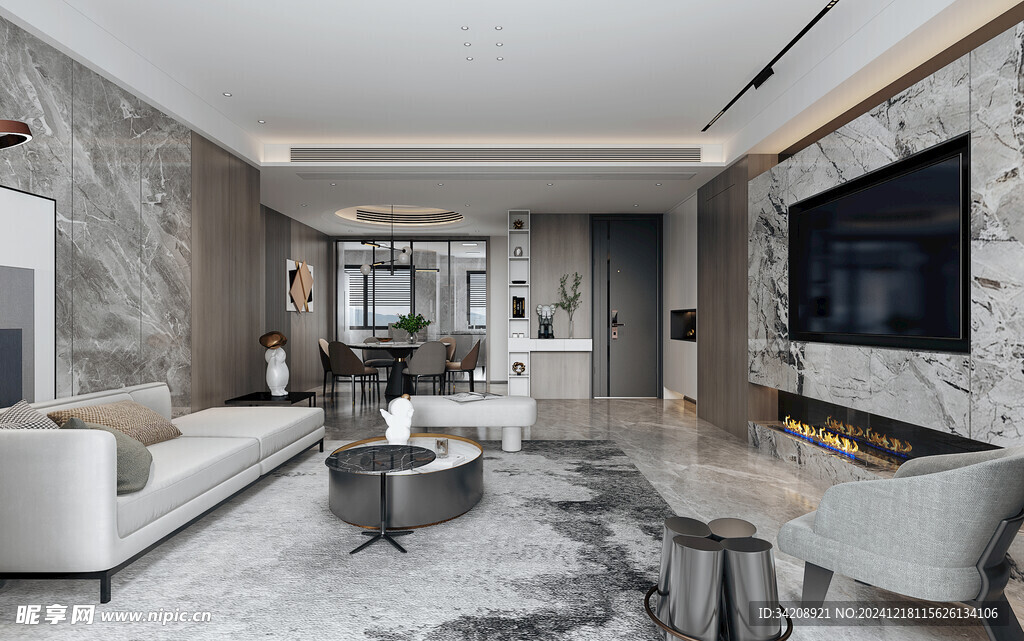 现代简约高级感新中式复古风客厅