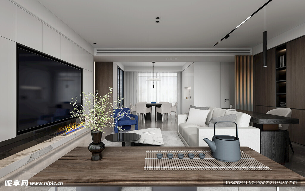 现代简约高级感新中式复古风客厅