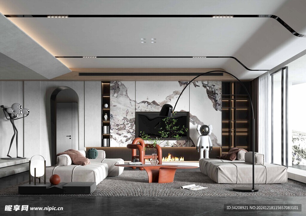 现代简约高级感新中式复古风客厅